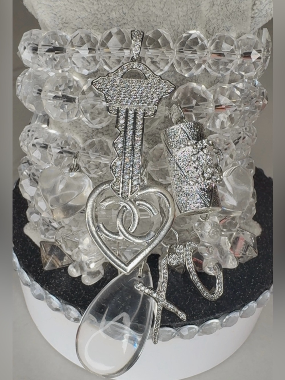 Cinderella Crystal Beaded Charm Stacked Bracelets